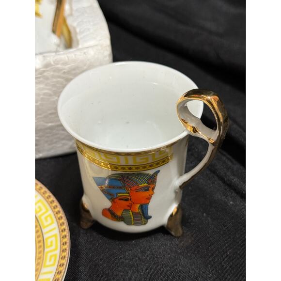 Fine Porcelain - Egyptian Themed - Cups & Saucers - 12 Pieces - Picture 6 of 8